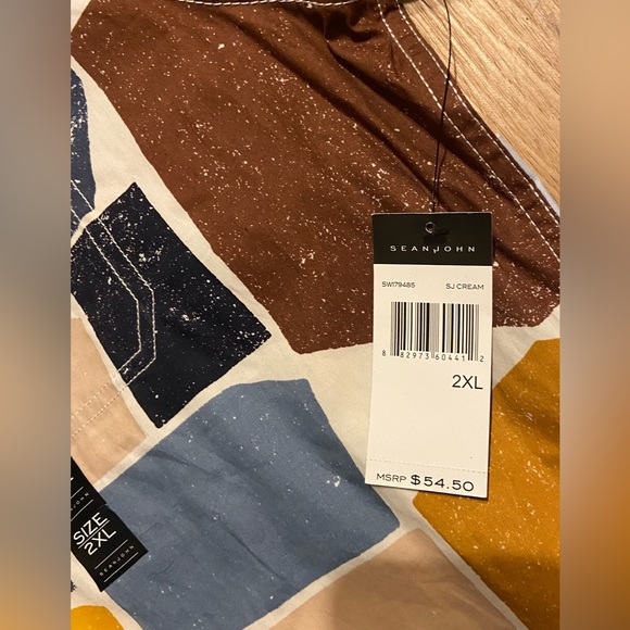 NWT Sean John Multicolor Geometric Button-Down 100% cotton, 2XL - Picture 2 of 13